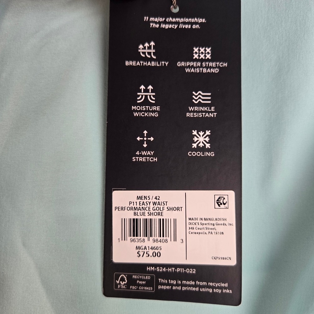 Walter Hagen Men 42 Blue Shore Performance 11 Golf Shorts 8" Stretch Cooling NEW - Picture 5 of 7
